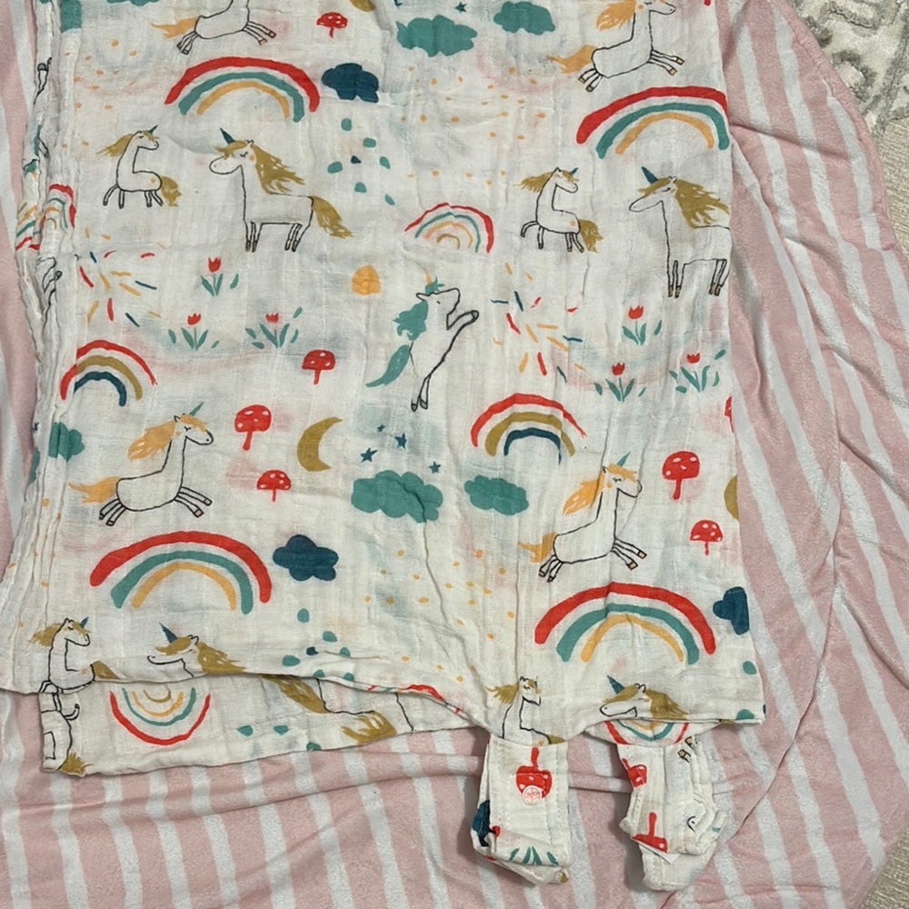 Gently used, Unicorn and Rainbow Car Seat Canopy